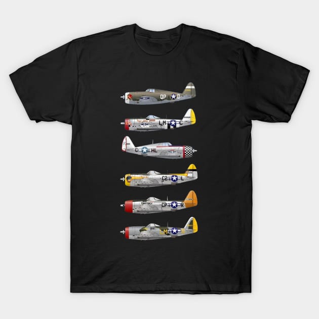 Republic P-47 Thunderbolt "The Jug" P47 T-Shirt by Jose Luiz Filho